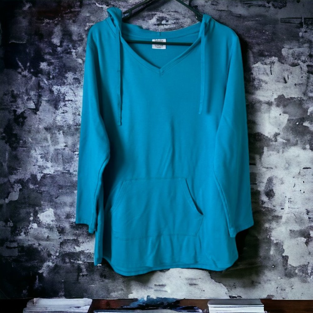 Blue Danskin Now Women's Sweatshirt - Size 18-20 2XG (62% Polyester, 34% Rayon,